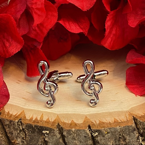 Silver Musical Note Cufflinks - Picture 6 of 16